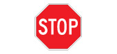 Road sign for the question: What does a red octagonal sign mean?
