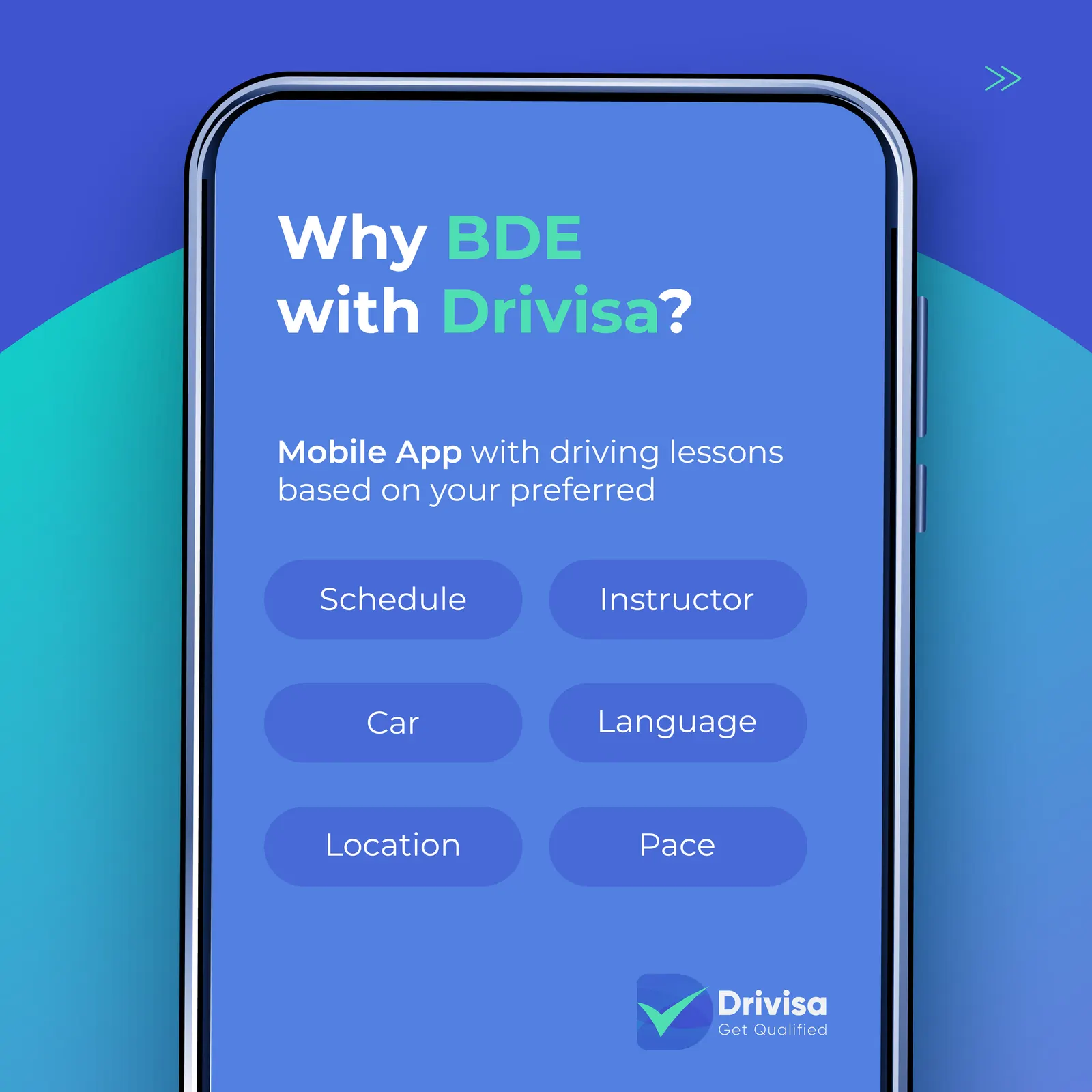 UI of the Drivisa App on why to have BDE with Drivisa